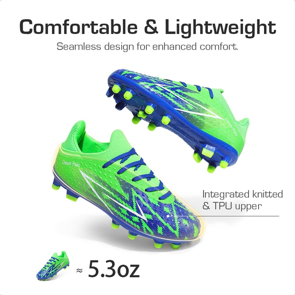 Boys' & Girls' Firm Groud Youth Soccer Cleats  - ROYAL BLUE NEON GREEN - 1